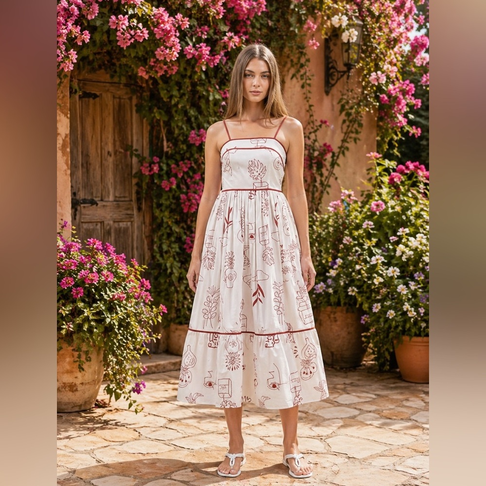 NWOT Moon River palm print Midi Dress